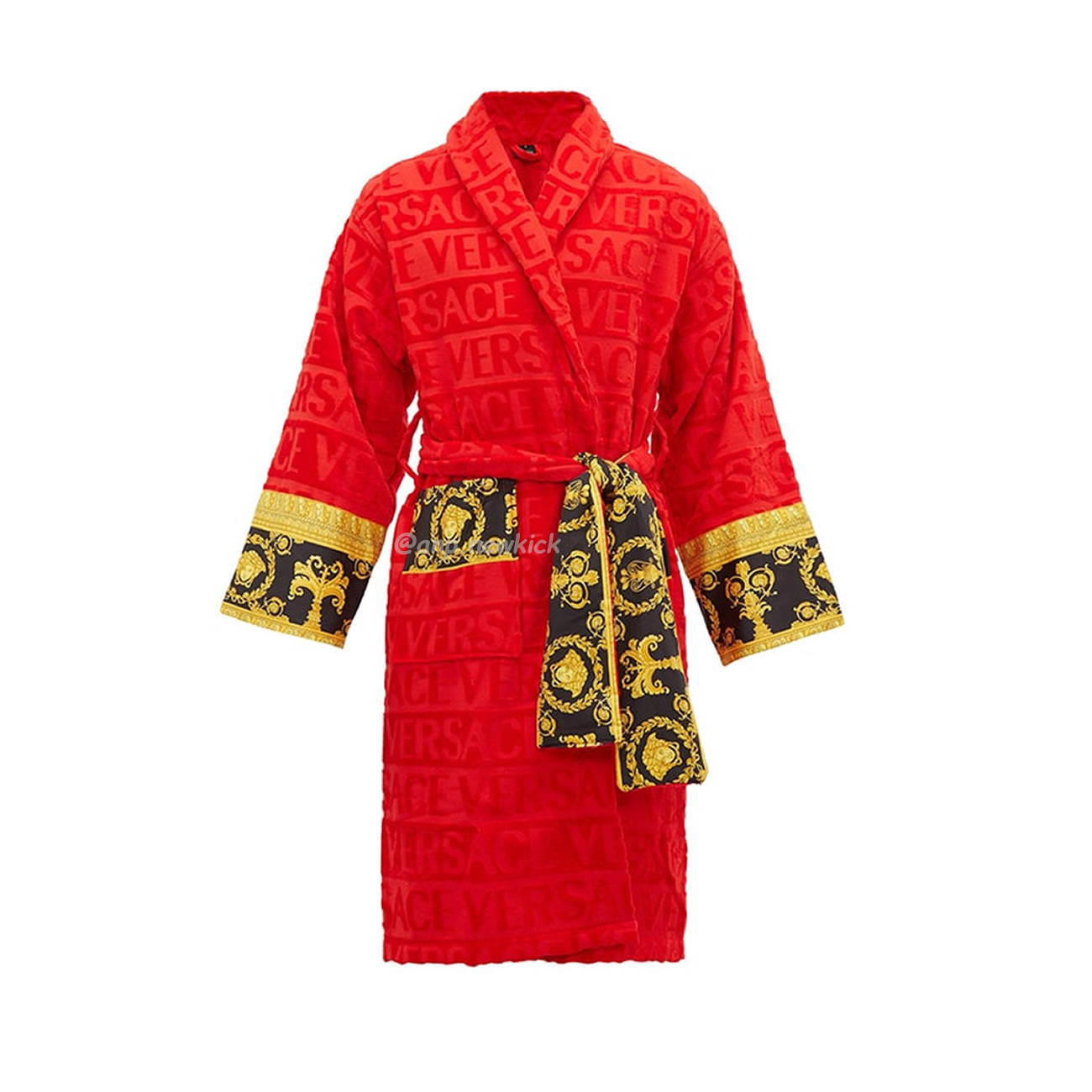 Versace Baroque Logo Jacquard Cotton Bathrobe (1) - newkick.org